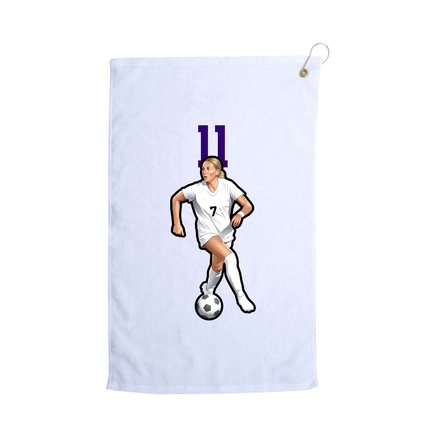 Golf Towel — Number Top in White