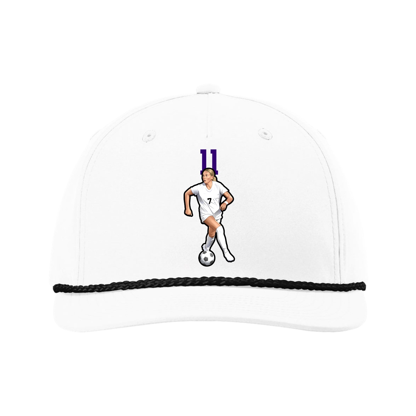 Five-Panel Classic Rope Cap — Number Top in White