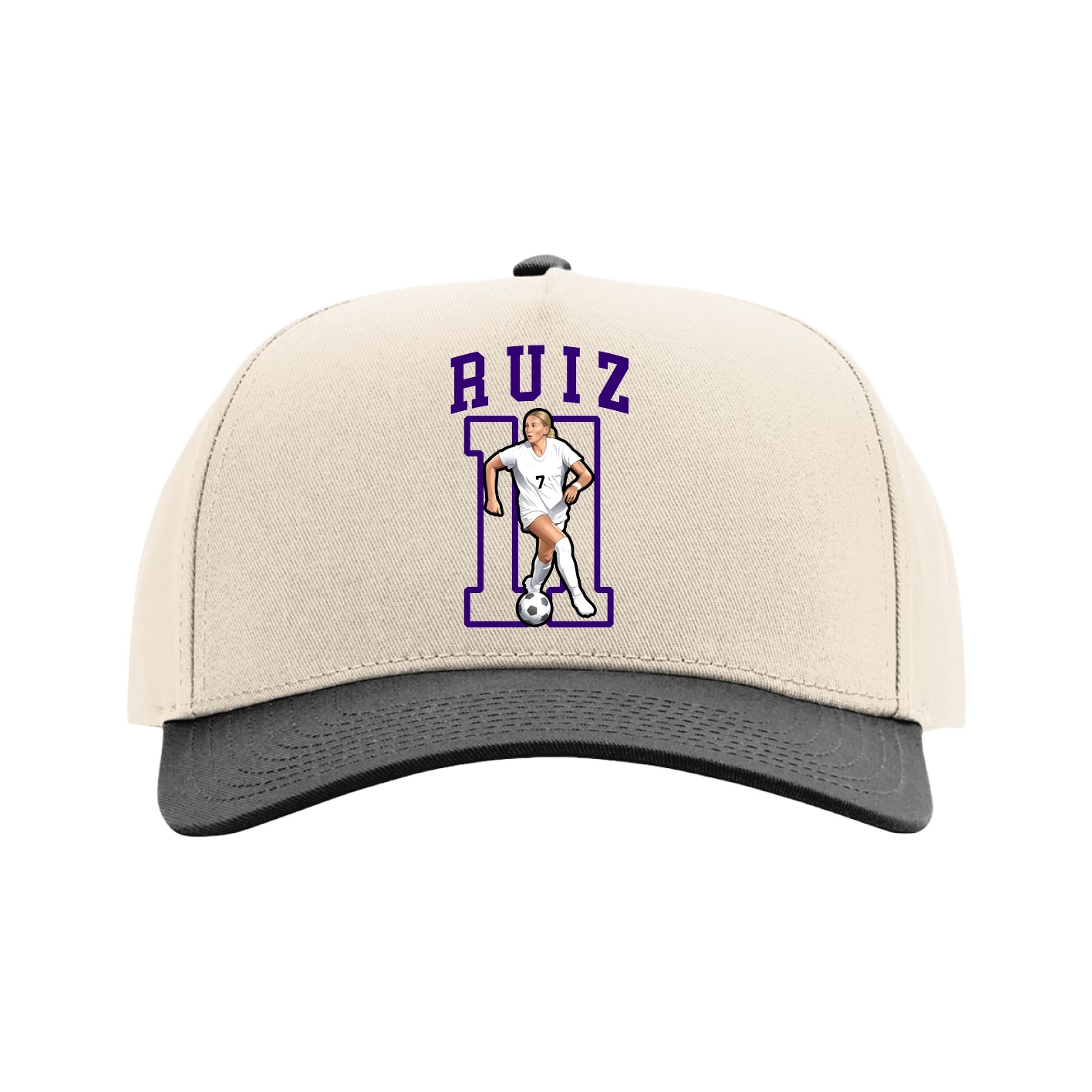 Full Fabric Five-Panel Champ Cap — Shirsey in Cream/Black