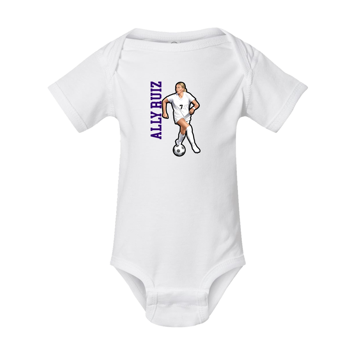 Baby Onesie — Name Vertical in White