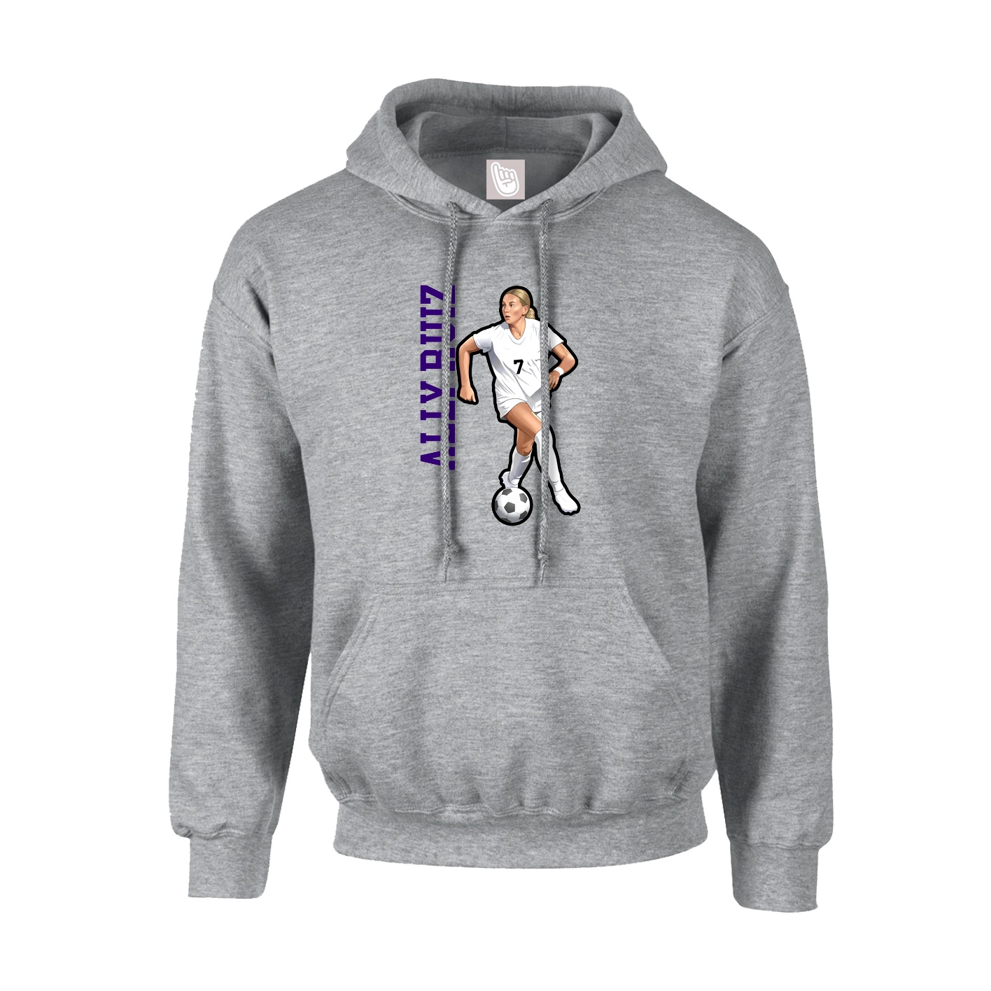 Hoodie — Name Vertical in Grey