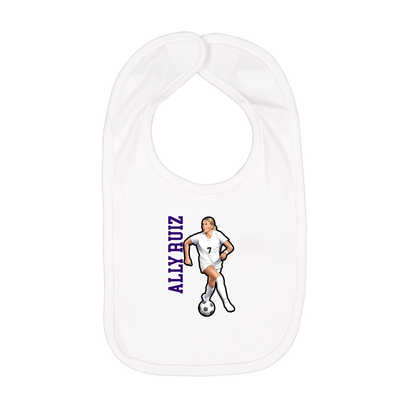 Infant Bib — Name Vertical in White