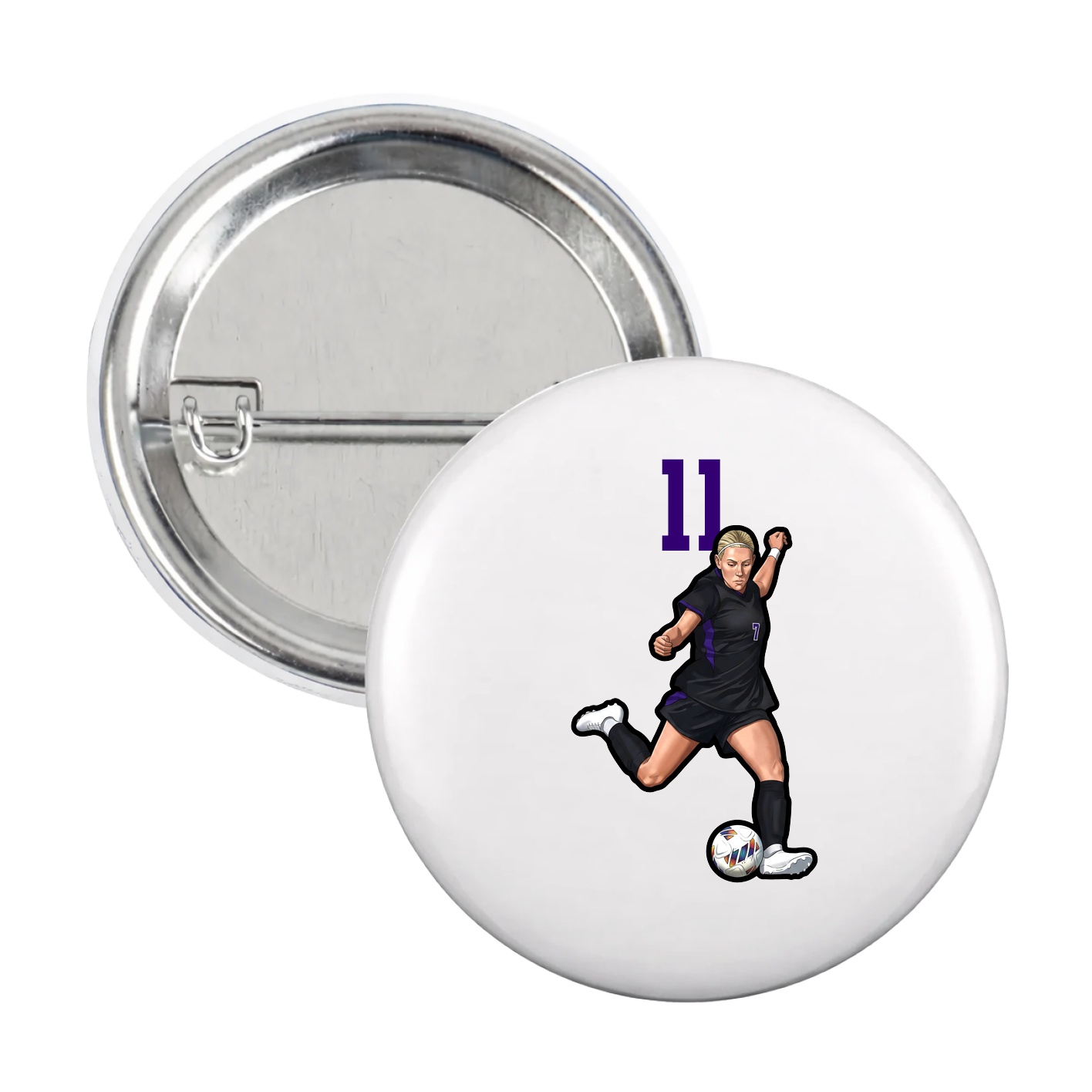 Game Day Button — Number Top in White