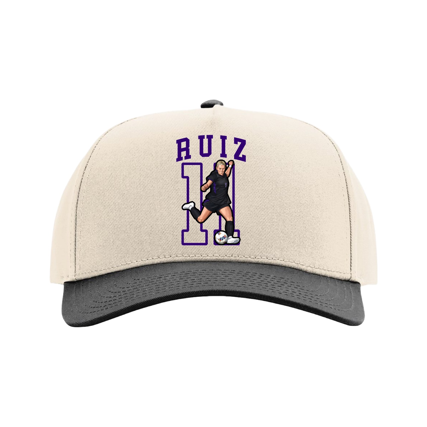 Full Fabric Five-Panel Champ Cap — Shirsey in Cream/Black