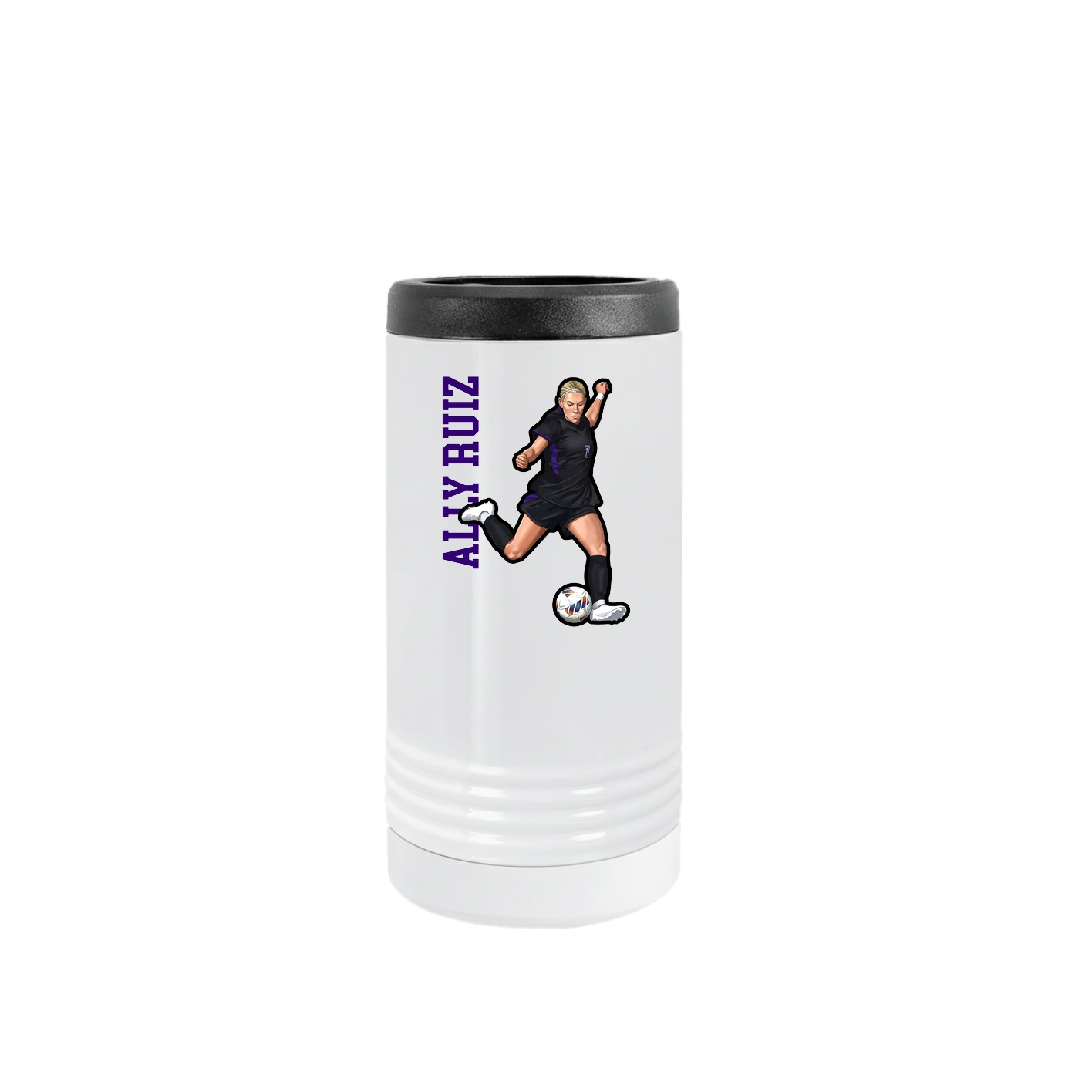 Slim Beverage Holder — Name Vertical in White