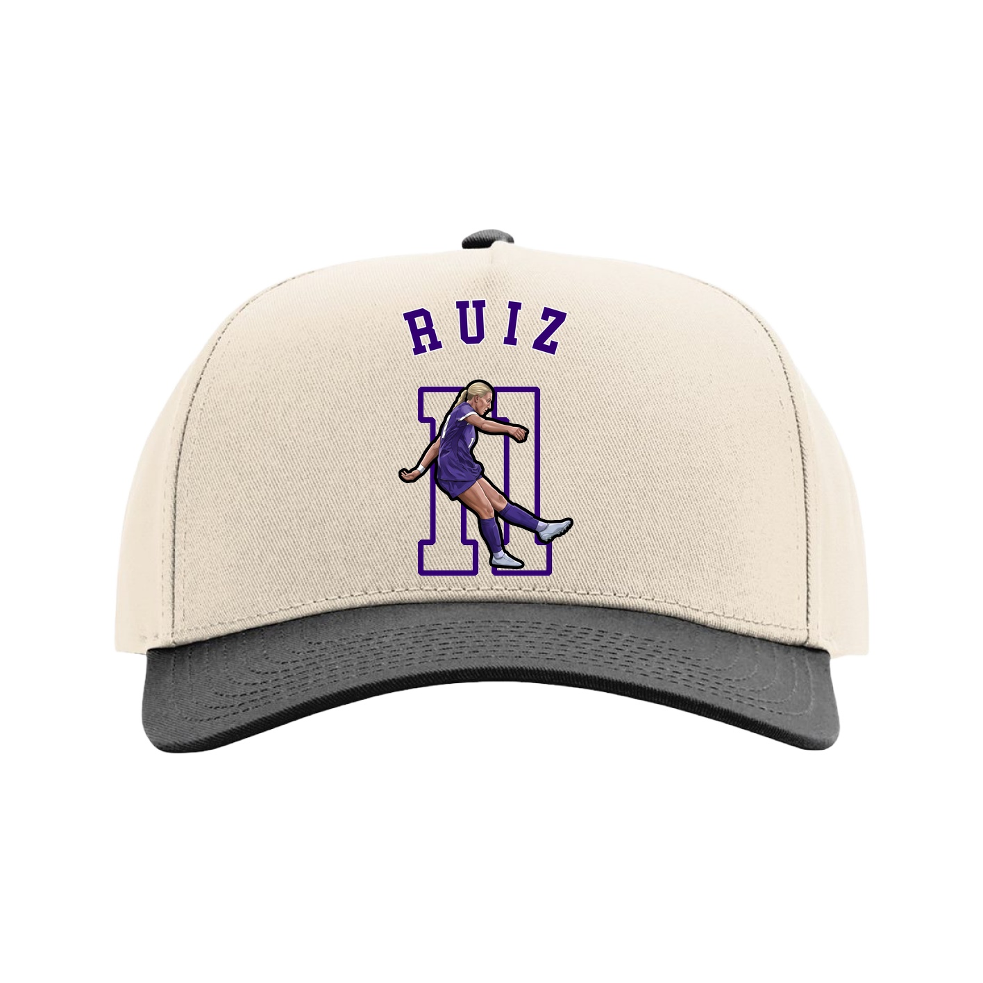Full Fabric Five-Panel Champ Cap — Shirsey Arch in Cream/Black