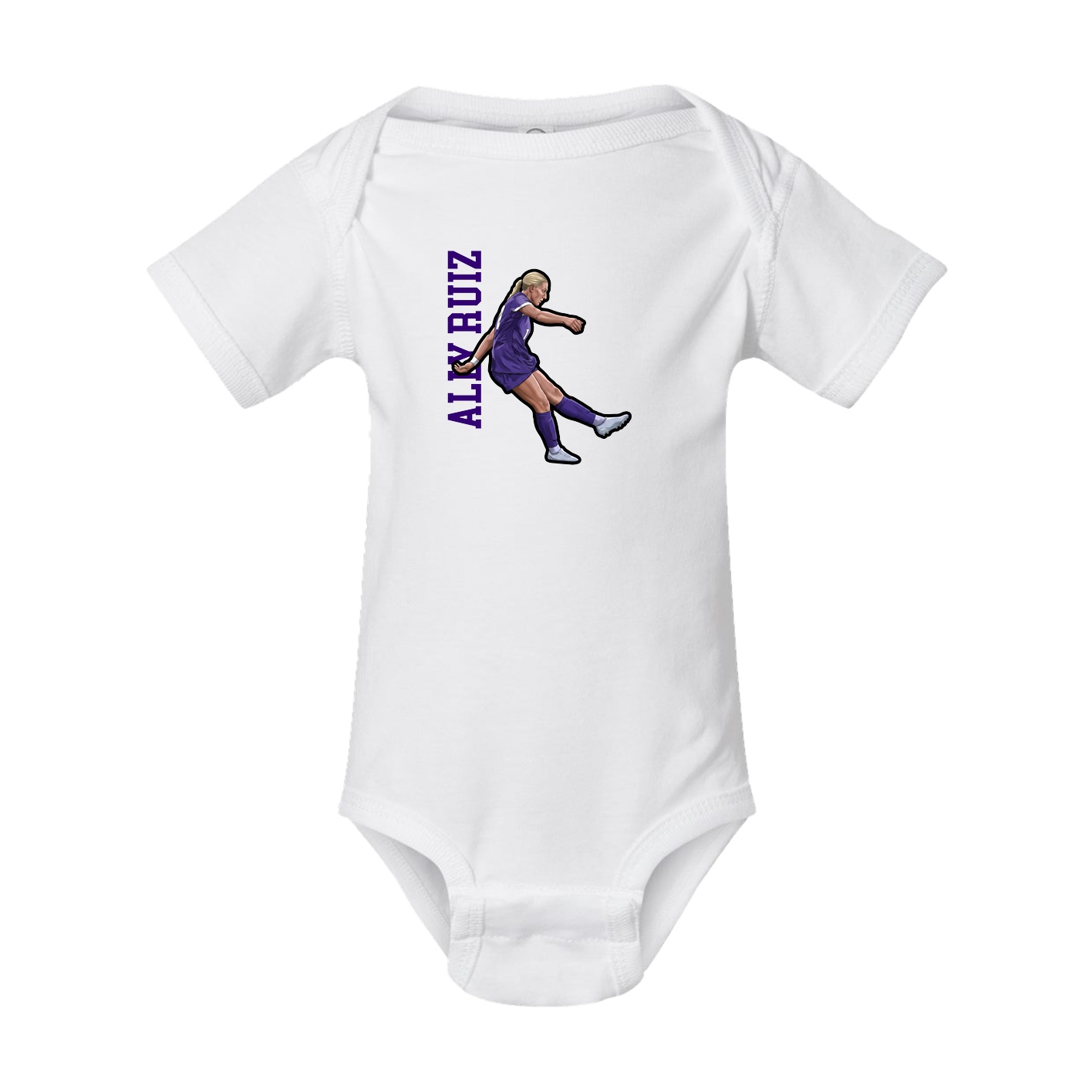 Baby Onesie — Name Vertical in White
