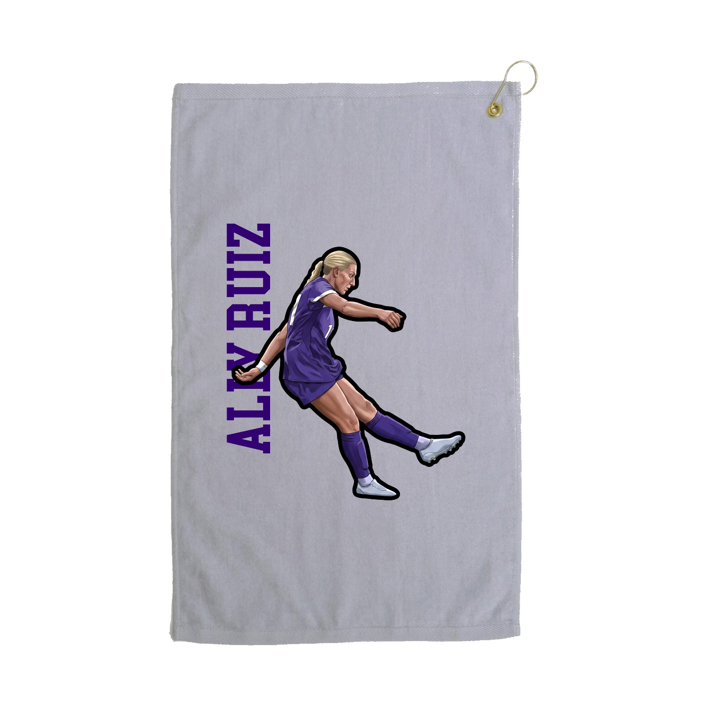 Golf Towel — Name Vertical in Grey
