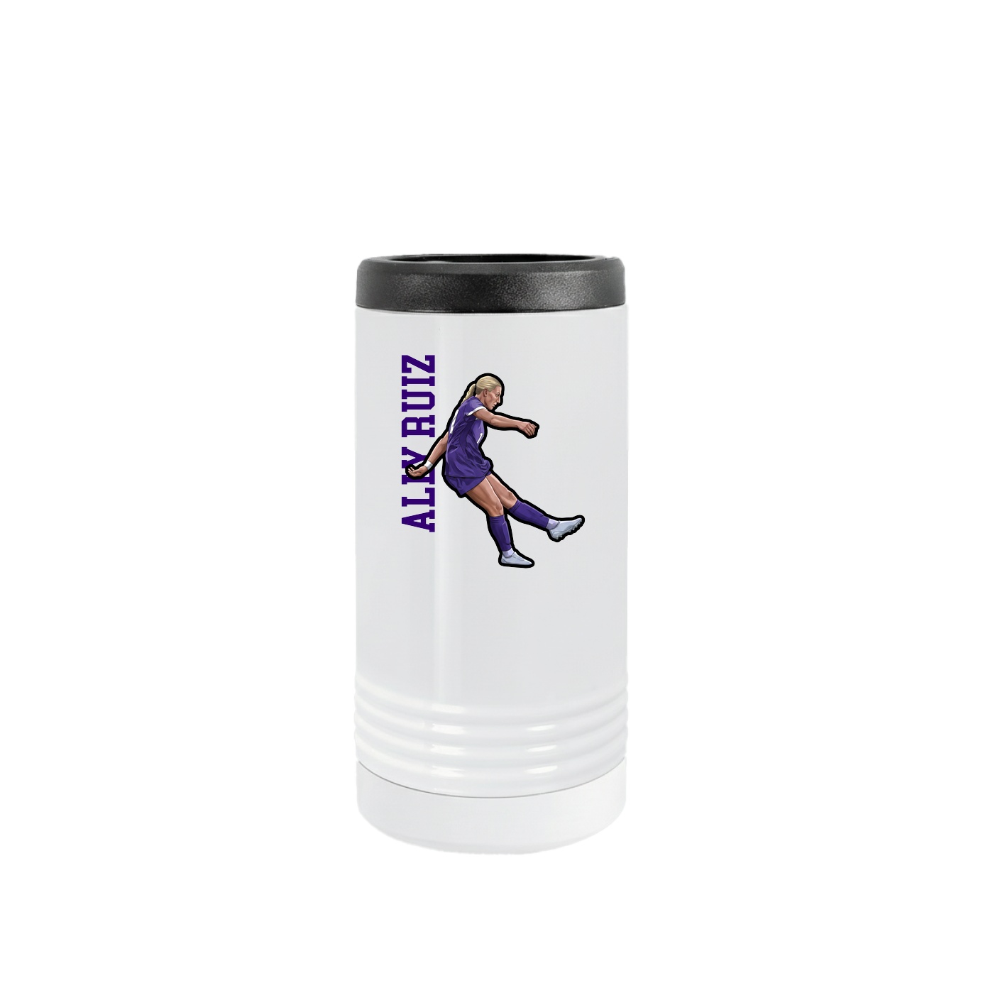 Slim Beverage Holder — Name Vertical in White