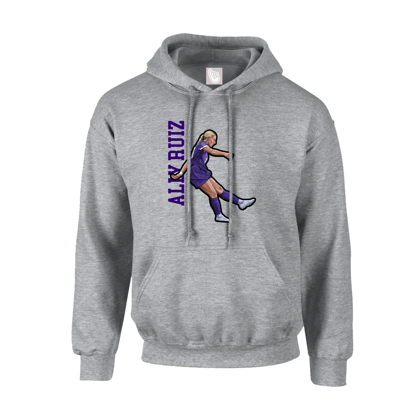 Youth Hoodie — Name Vertical in Grey