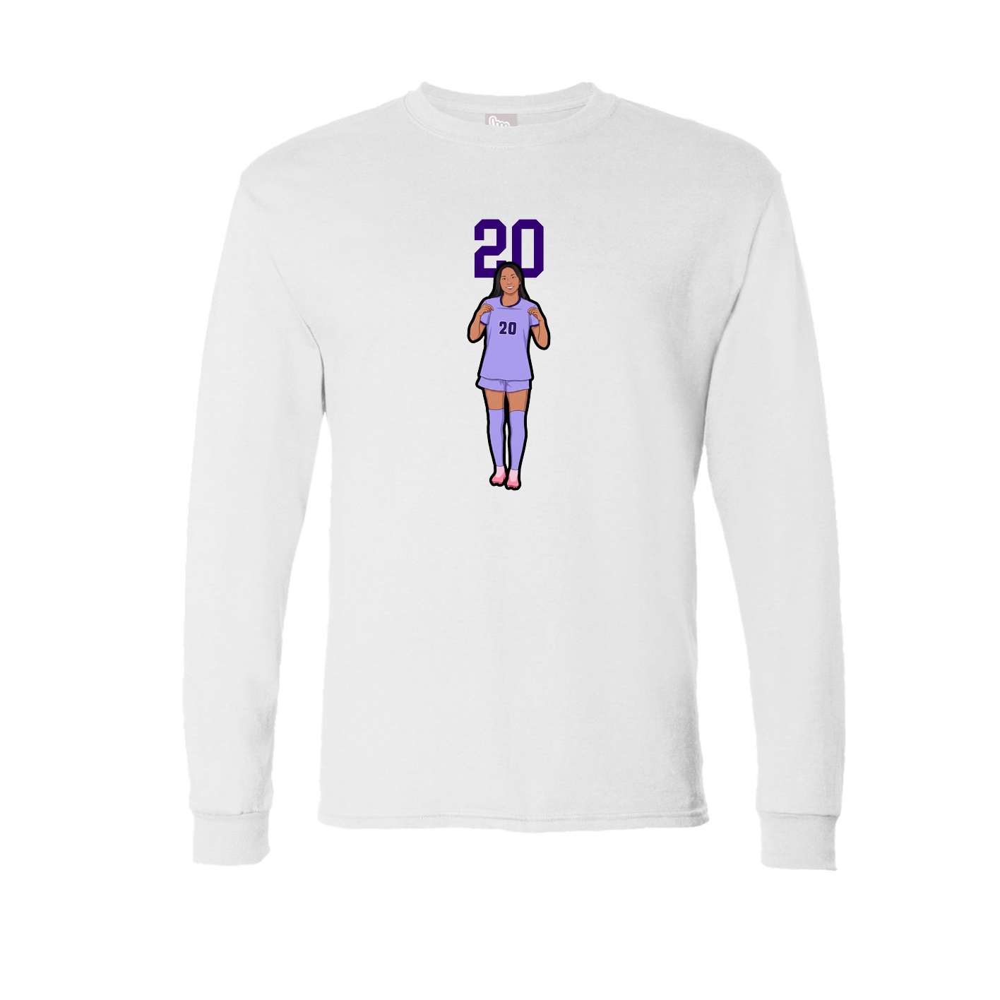 Long Sleeve Tee — Number Top in White