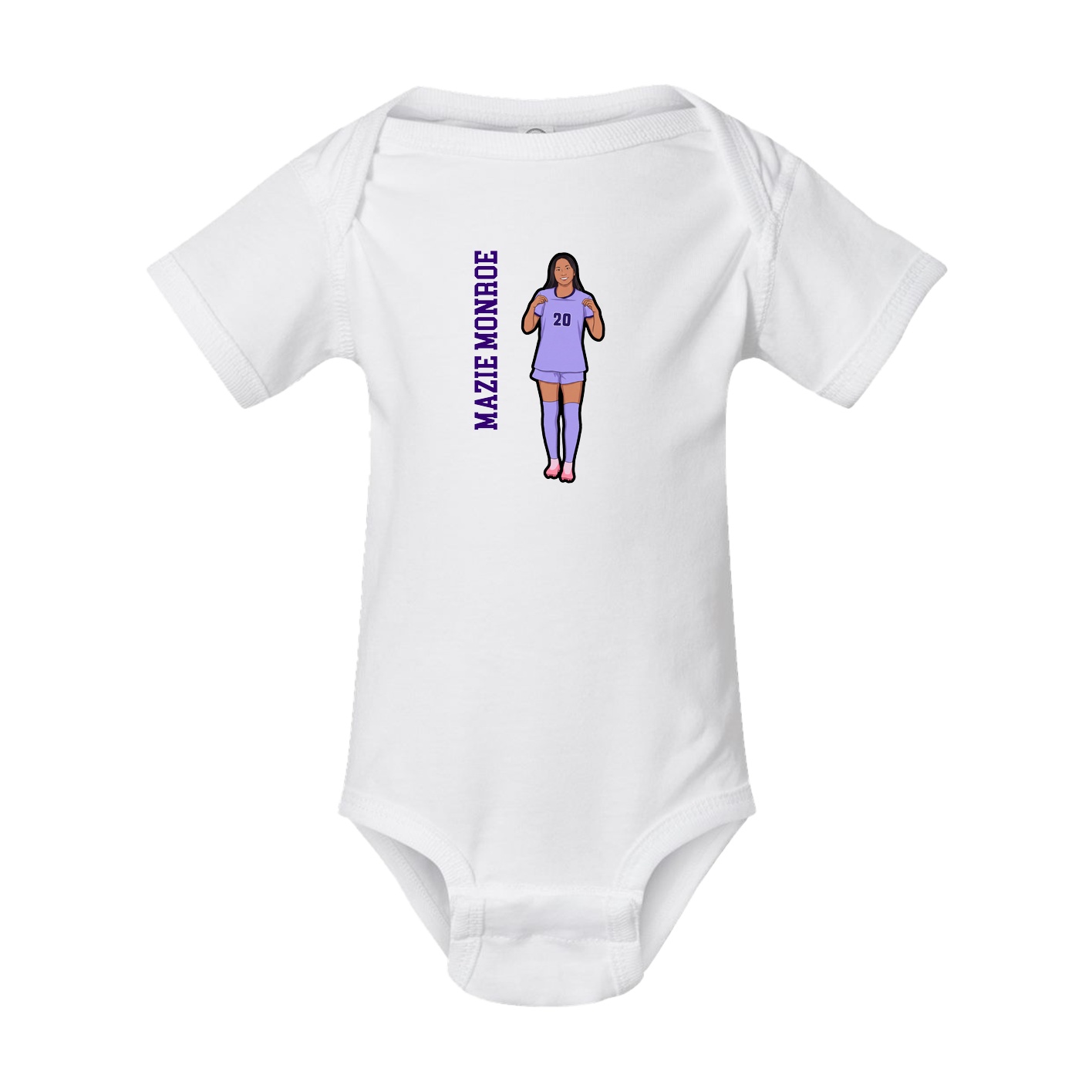 Baby Onesie — Name Vertical in White