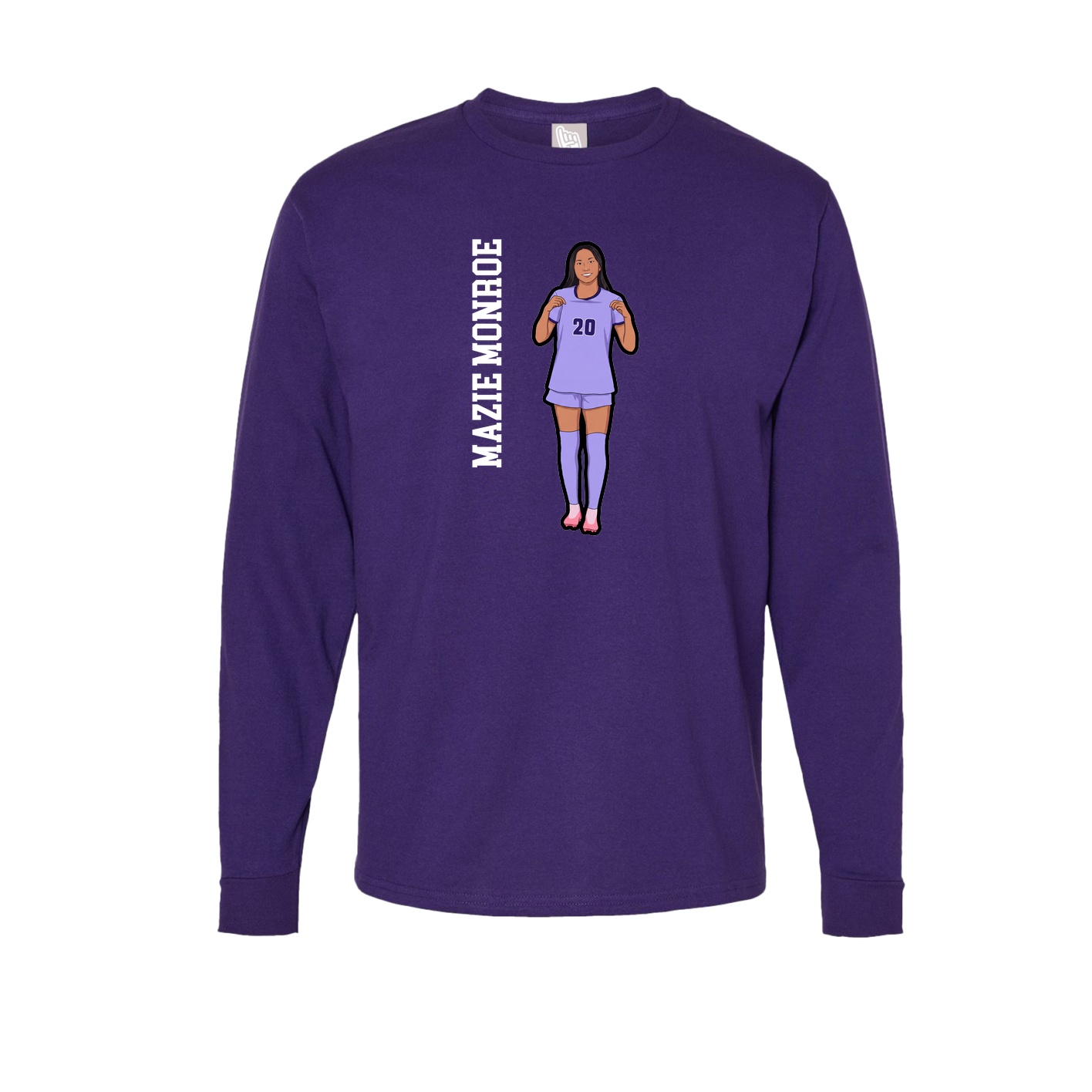 Long Sleeve Tee — Name Vertical in Purple