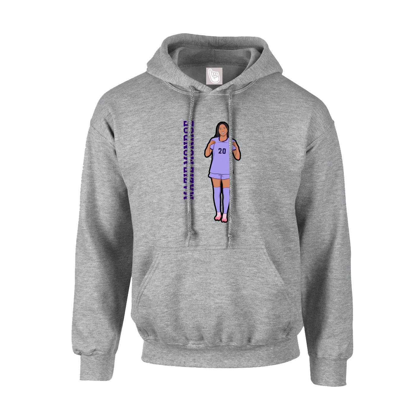 Hoodie — Name Vertical in Grey