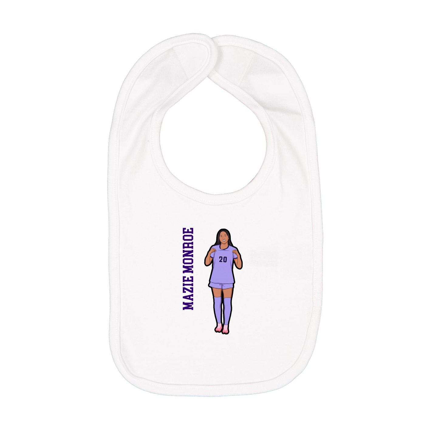 Infant Bib — Name Vertical in White