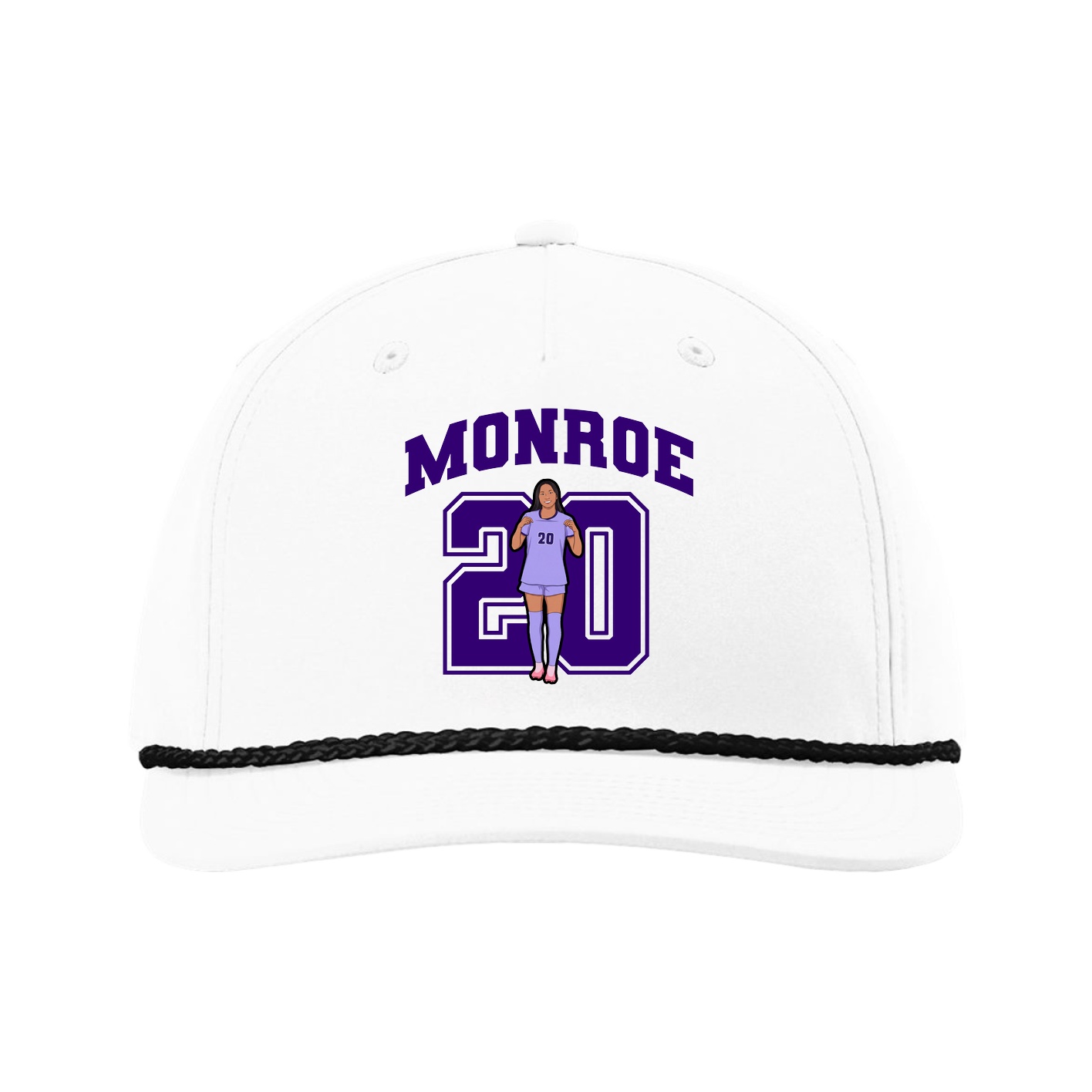 Five-Panel Classic Rope Cap — Number in White