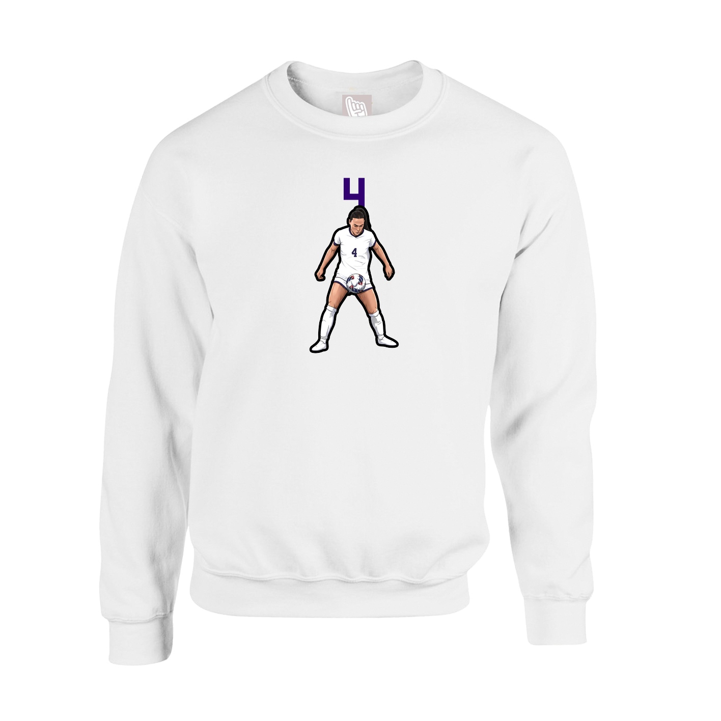 Fleece Crew — Number Top in White