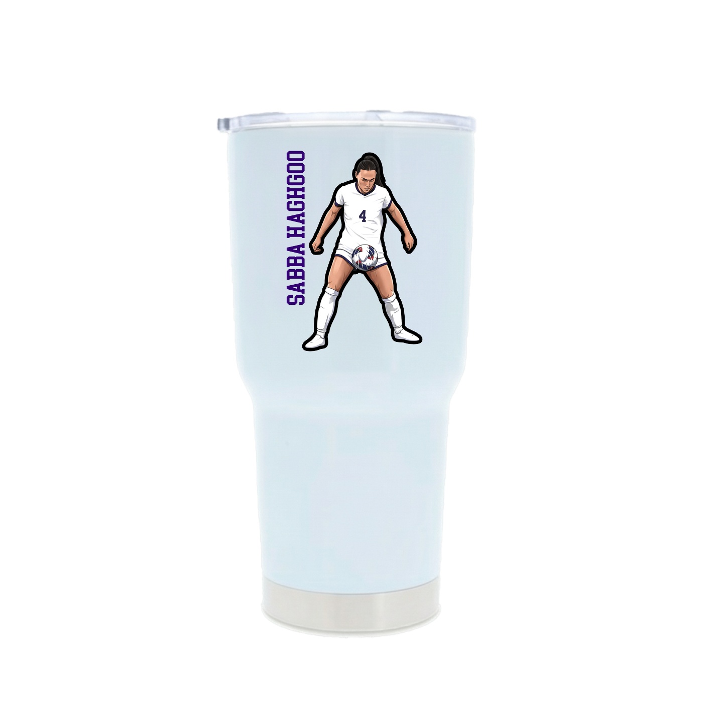 30oz Stainless Steel Tumbler — Name Vertical in White