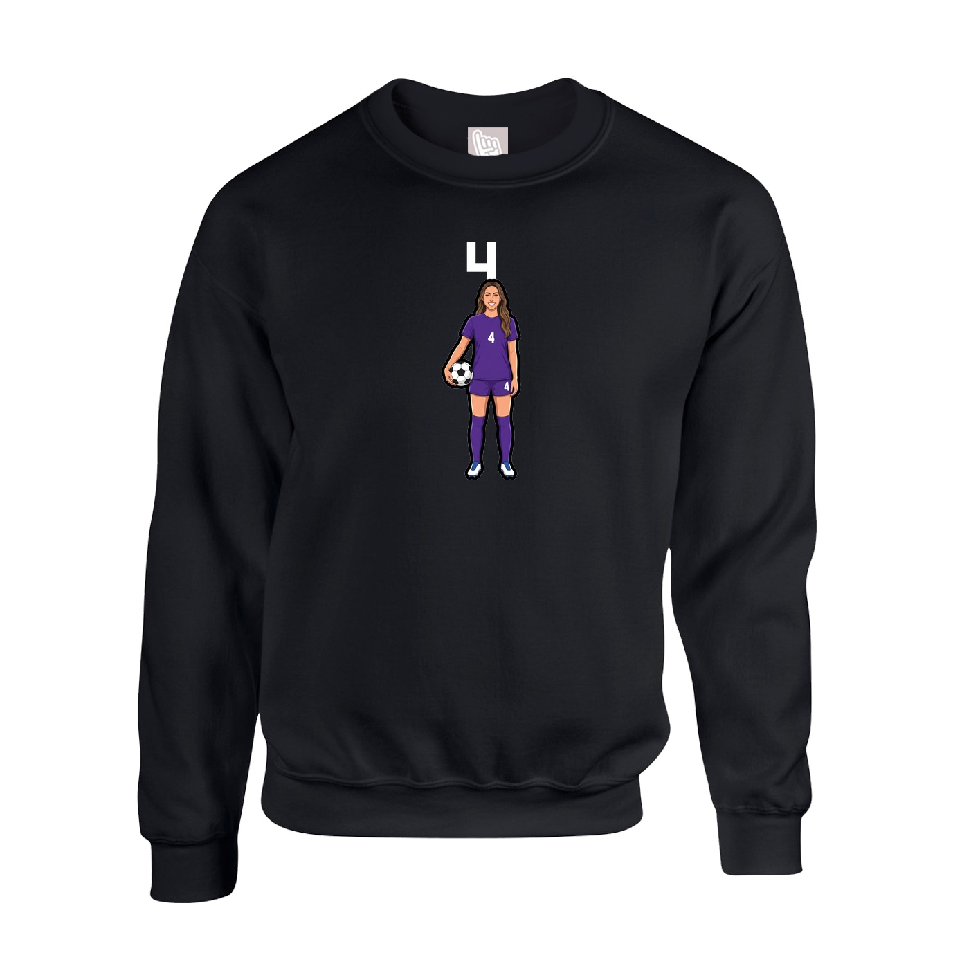 Fleece Crew — Number Top in Black