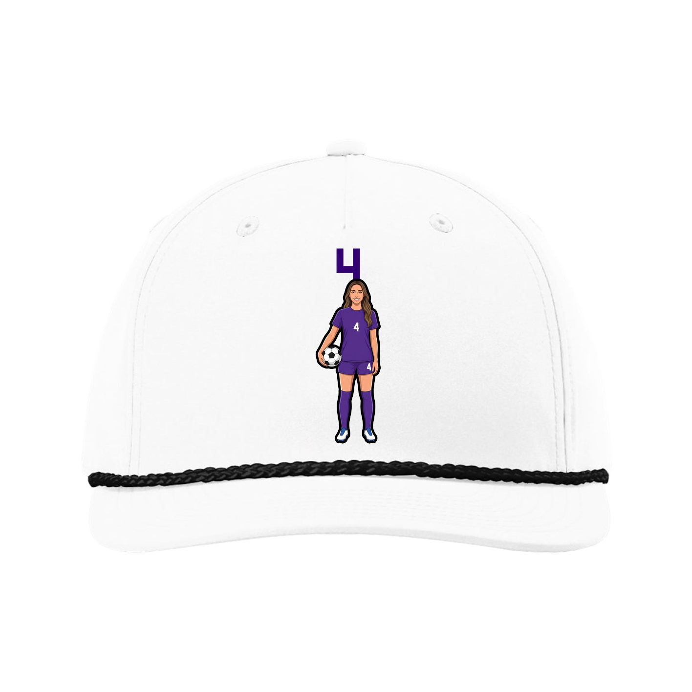 Five-Panel Classic Rope Cap — Number Top in White