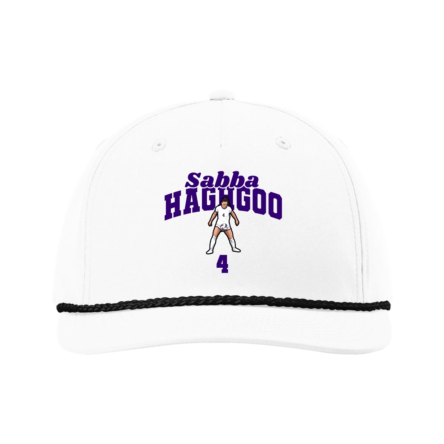 Five-Panel Classic Rope Cap — Signature Arch in White