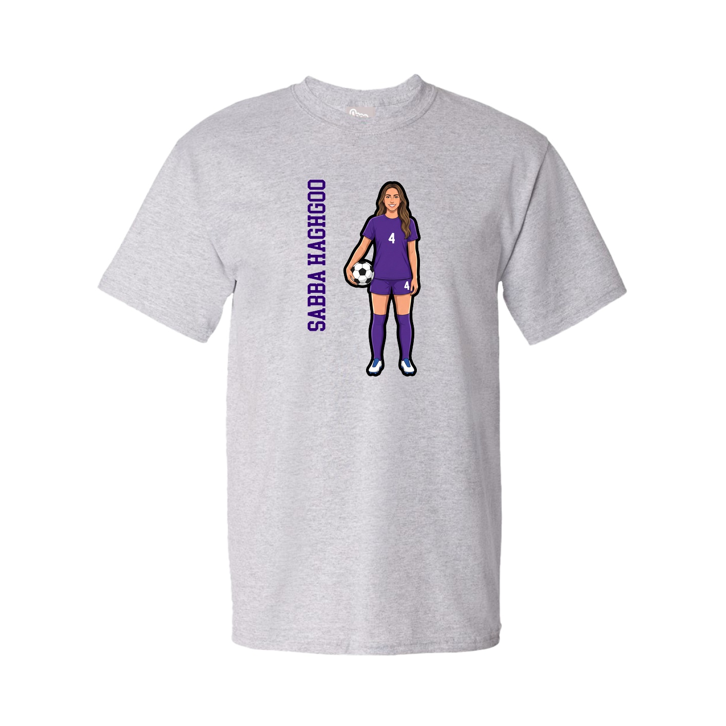 Youth Tee — Name Vertical in Grey