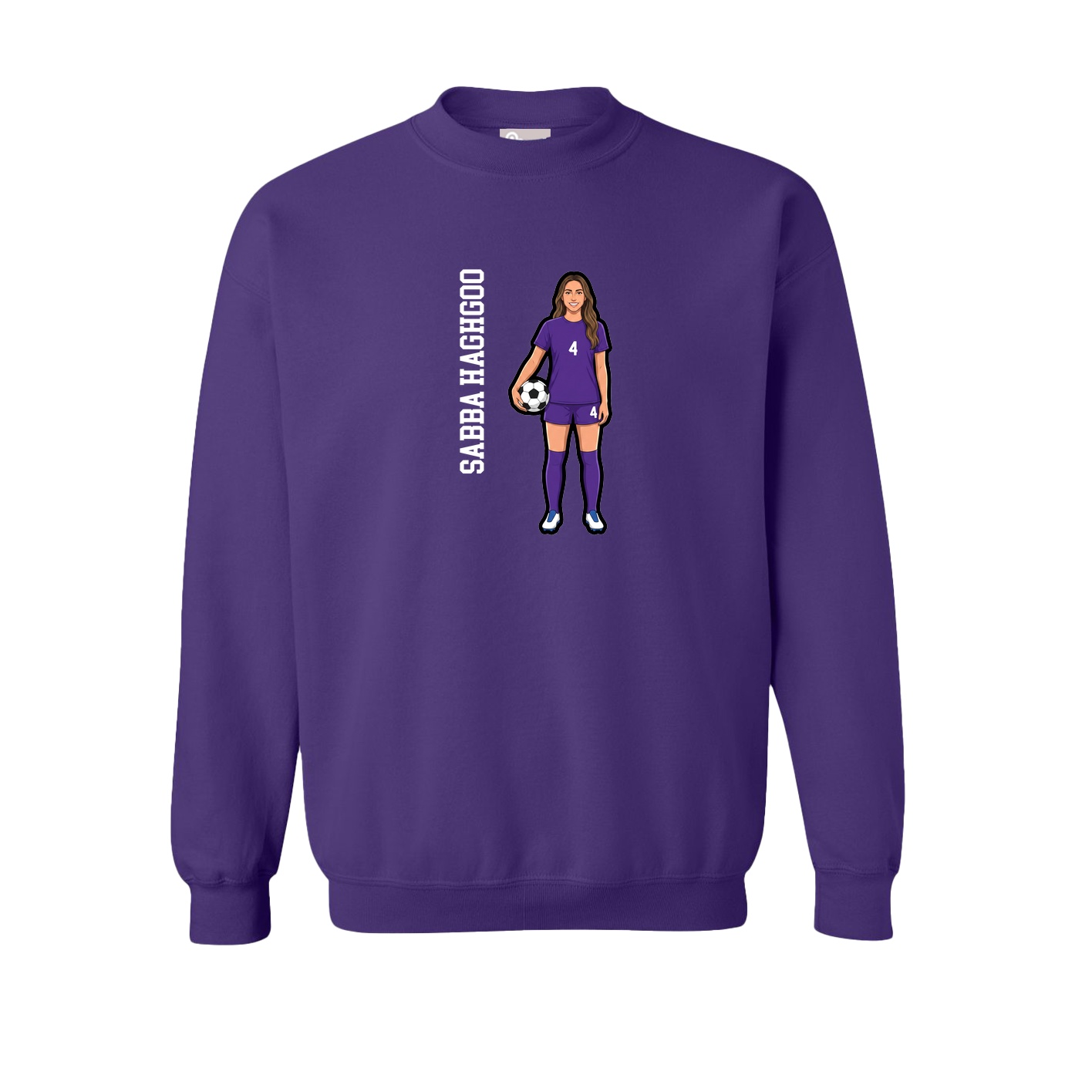 Fleece Crew — Name Vertical in Purple