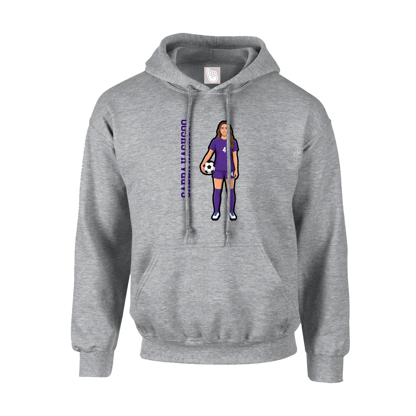 Youth Hoodie — Name Vertical in Grey