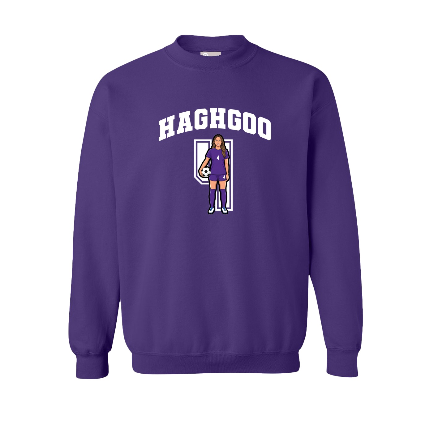 Fleece Crew — Number in Purple