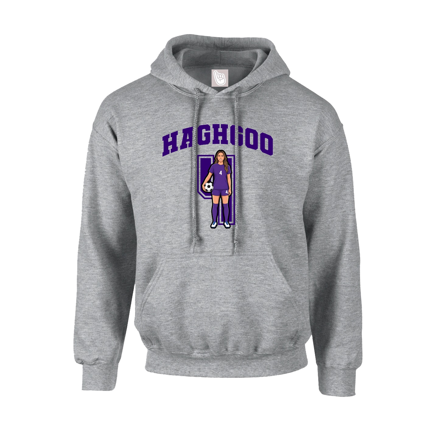 Youth Hoodie — Number in Grey