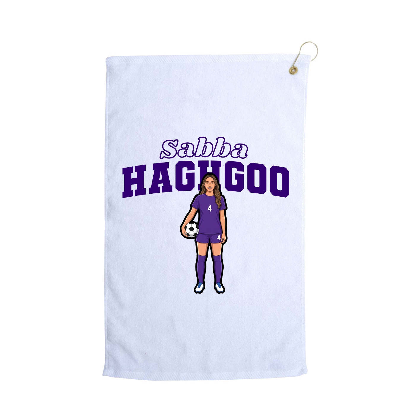 Golf Towel — Name Arch in White