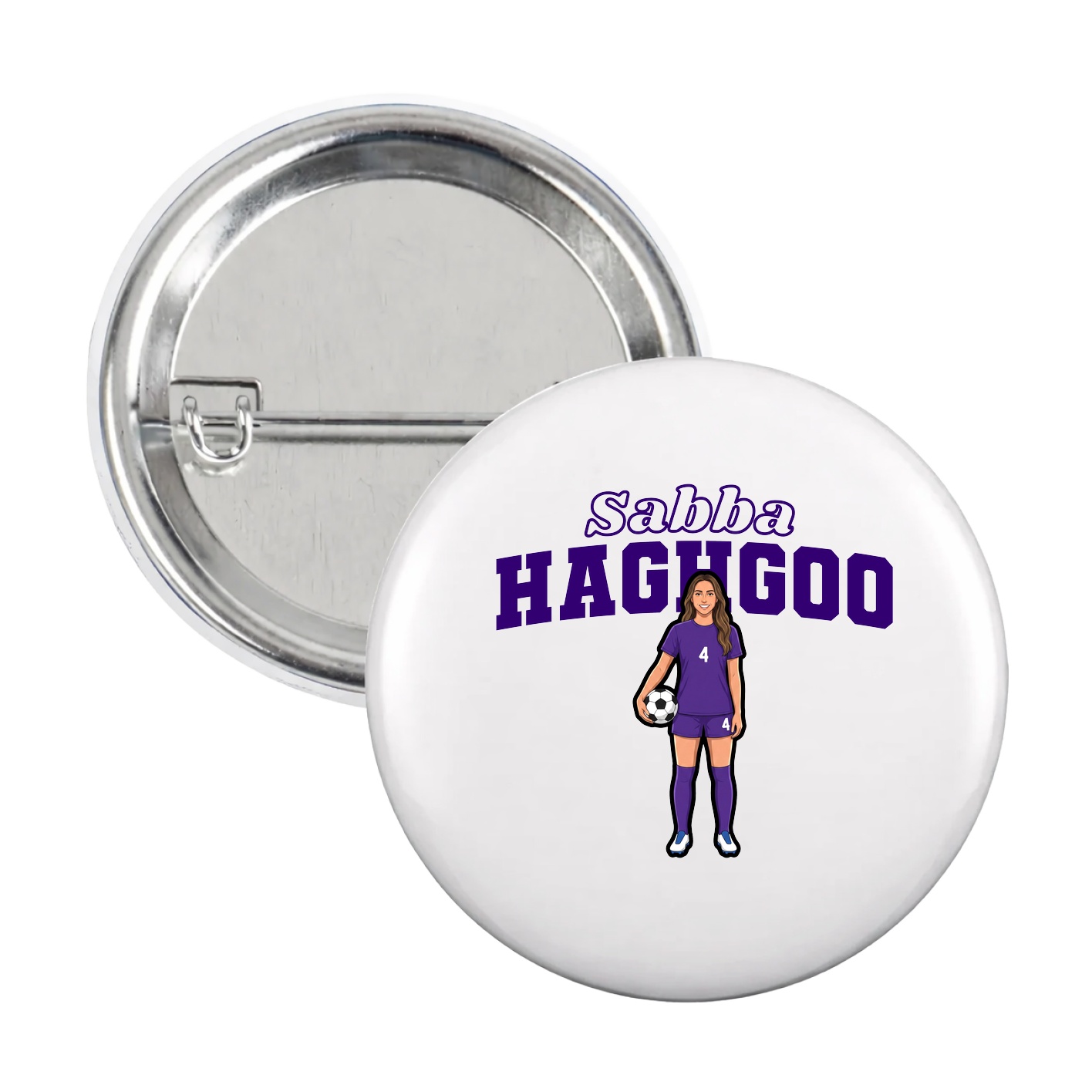 Game Day Button — Name Arch in White