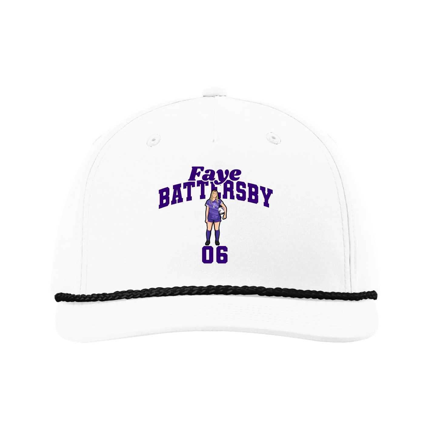 Five-Panel Classic Rope Cap — Signature Arch in White
