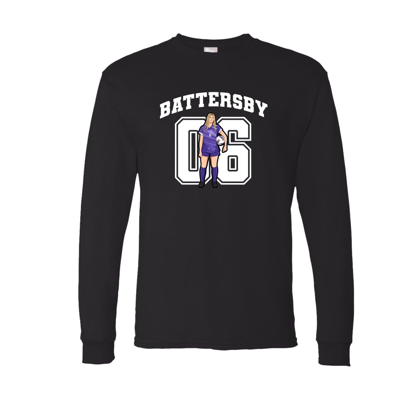 Long Sleeve Tee — Number in Black
