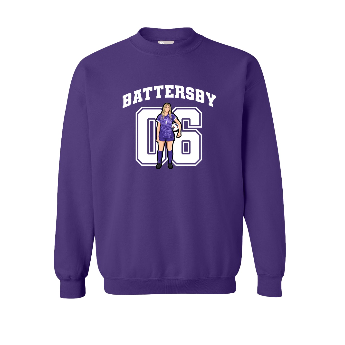 Fleece Crew — Number in Purple