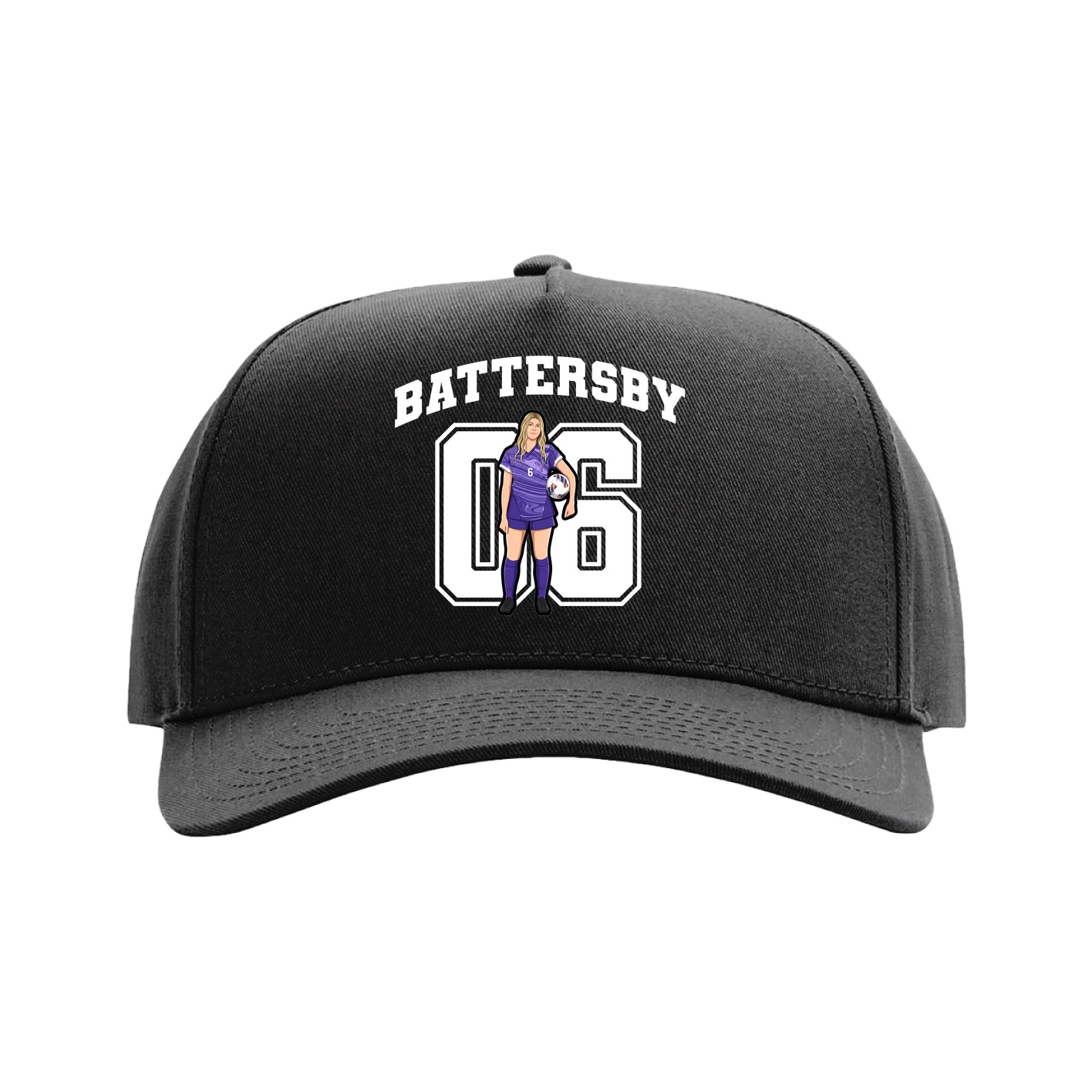 Full Fabric Five-Panel Champ Cap — Number in Black