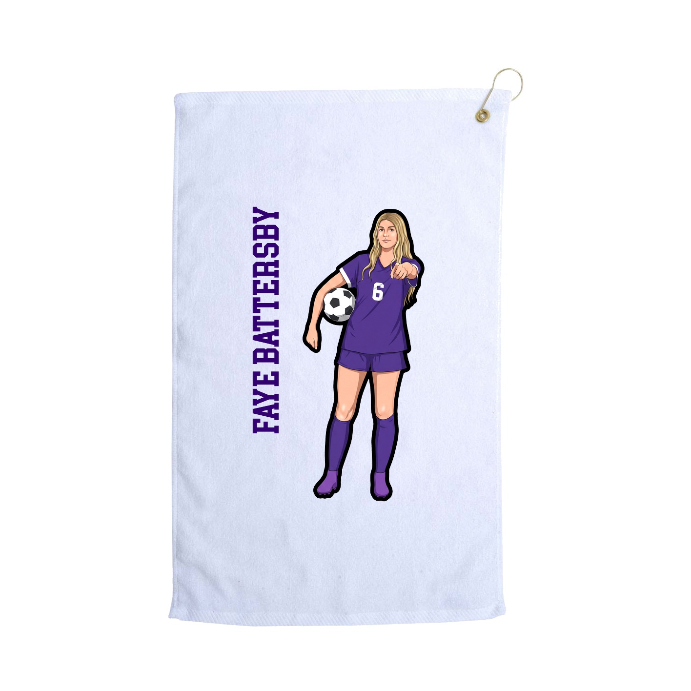 Golf Towel — Name Vertical in White