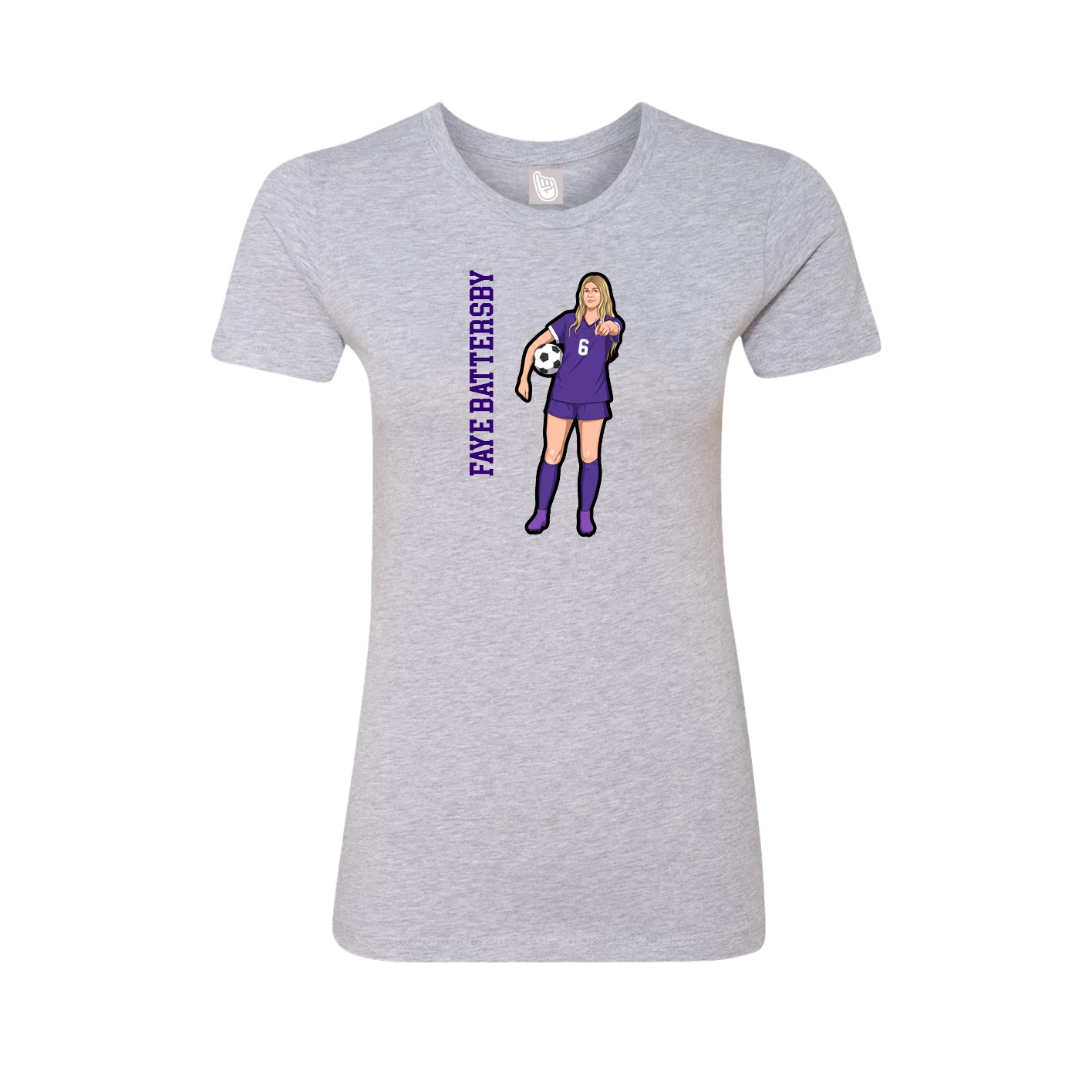 Fitted Women's Tee — Name Vertical in Grey