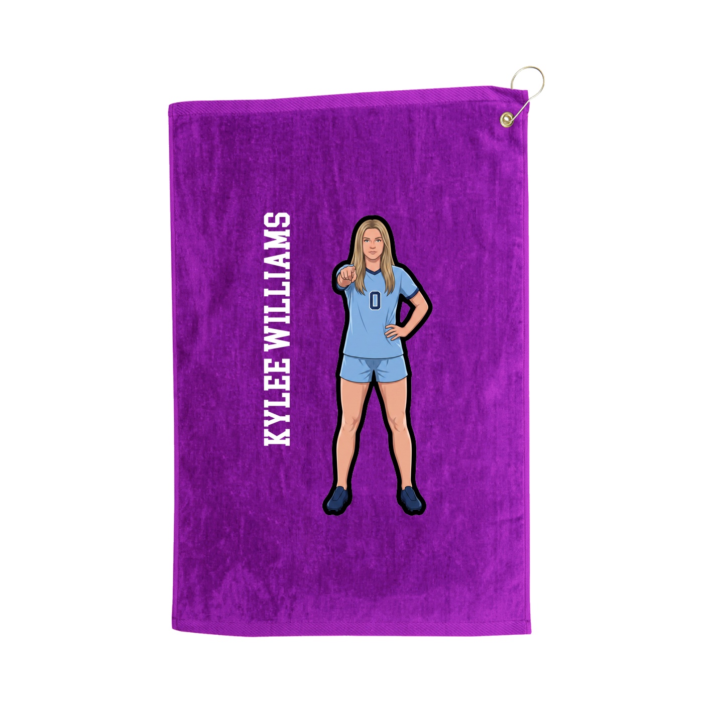 Golf Towel — Name Vertical in Purple