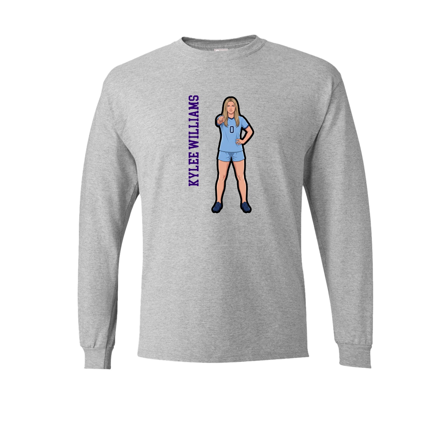 Long Sleeve Tee — Name Vertical in Grey