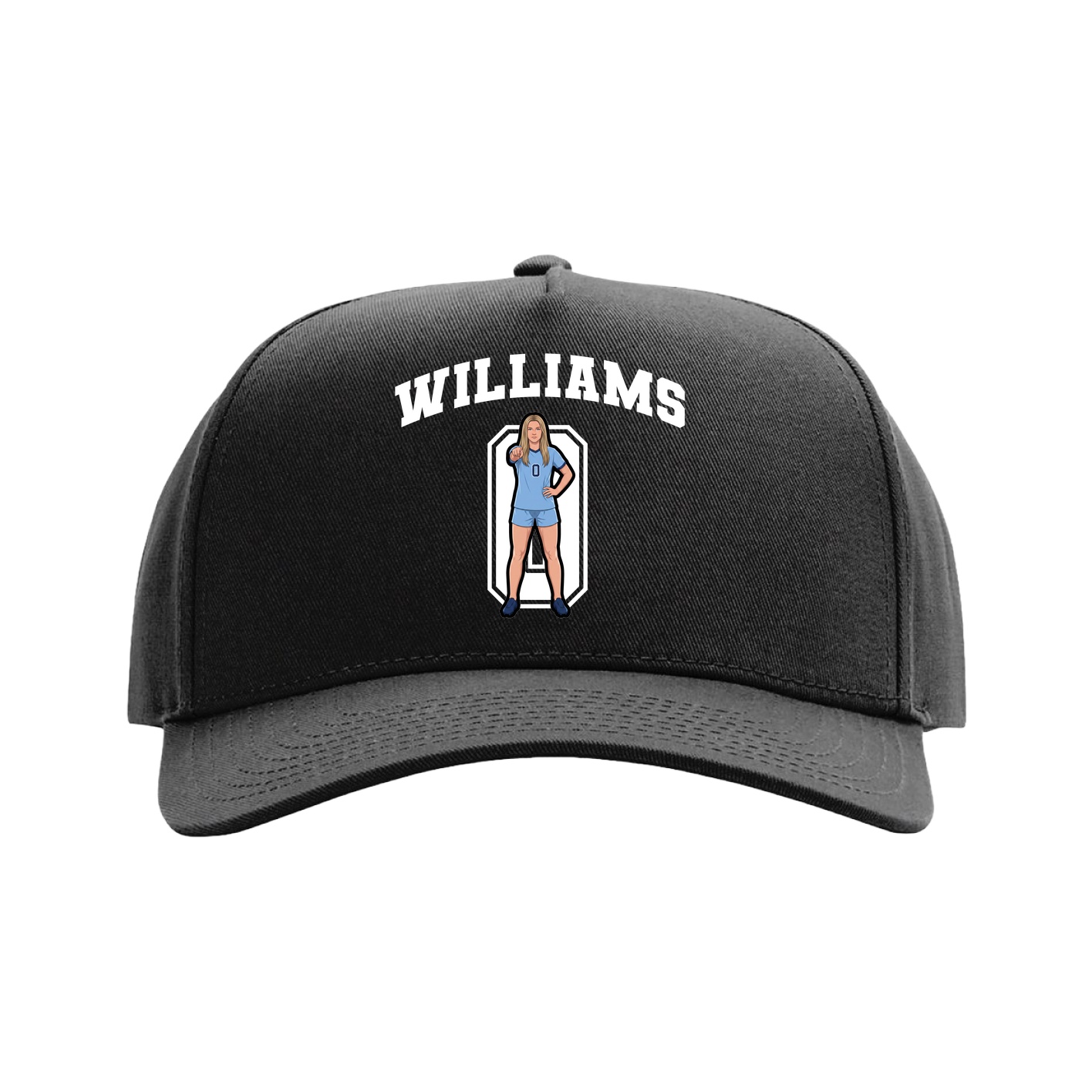 Full Fabric Five-Panel Champ Cap — Number in Black