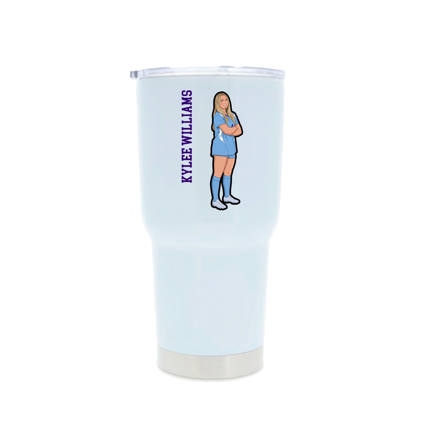 30oz Stainless Steel Tumbler — Name Vertical in White