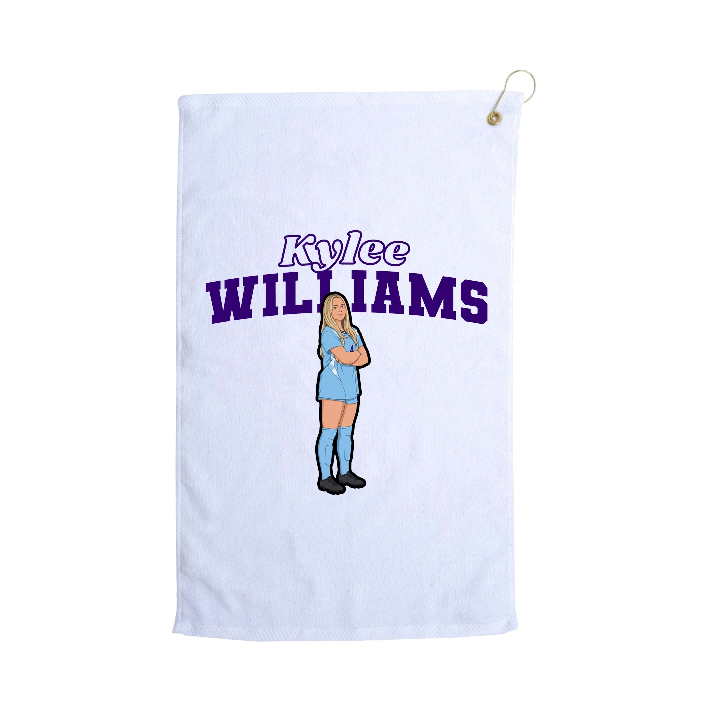 Golf Towel — Name Arch in White