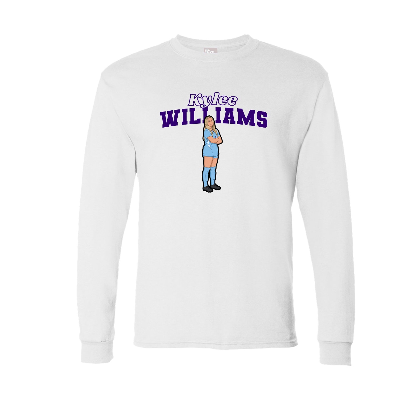 Long Sleeve Tee — Name Arch in White