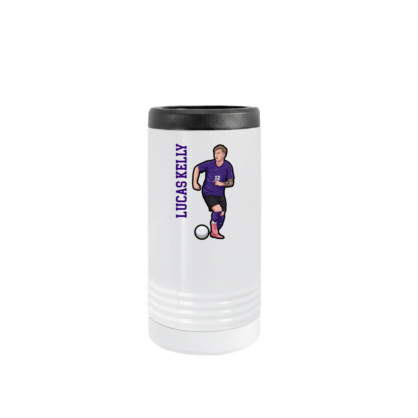Slim Beverage Holder — Name Vertical in White
