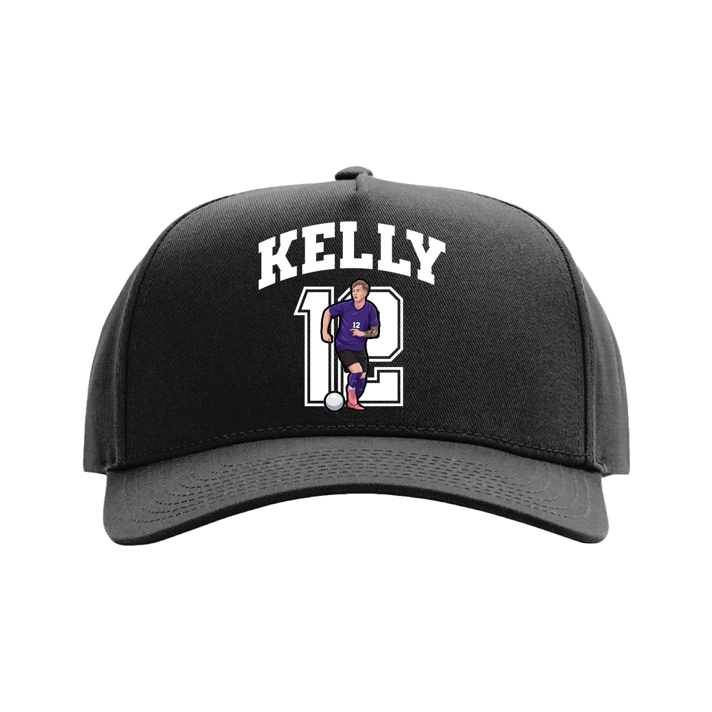 Full Fabric Five-Panel Champ Cap — Number in Black