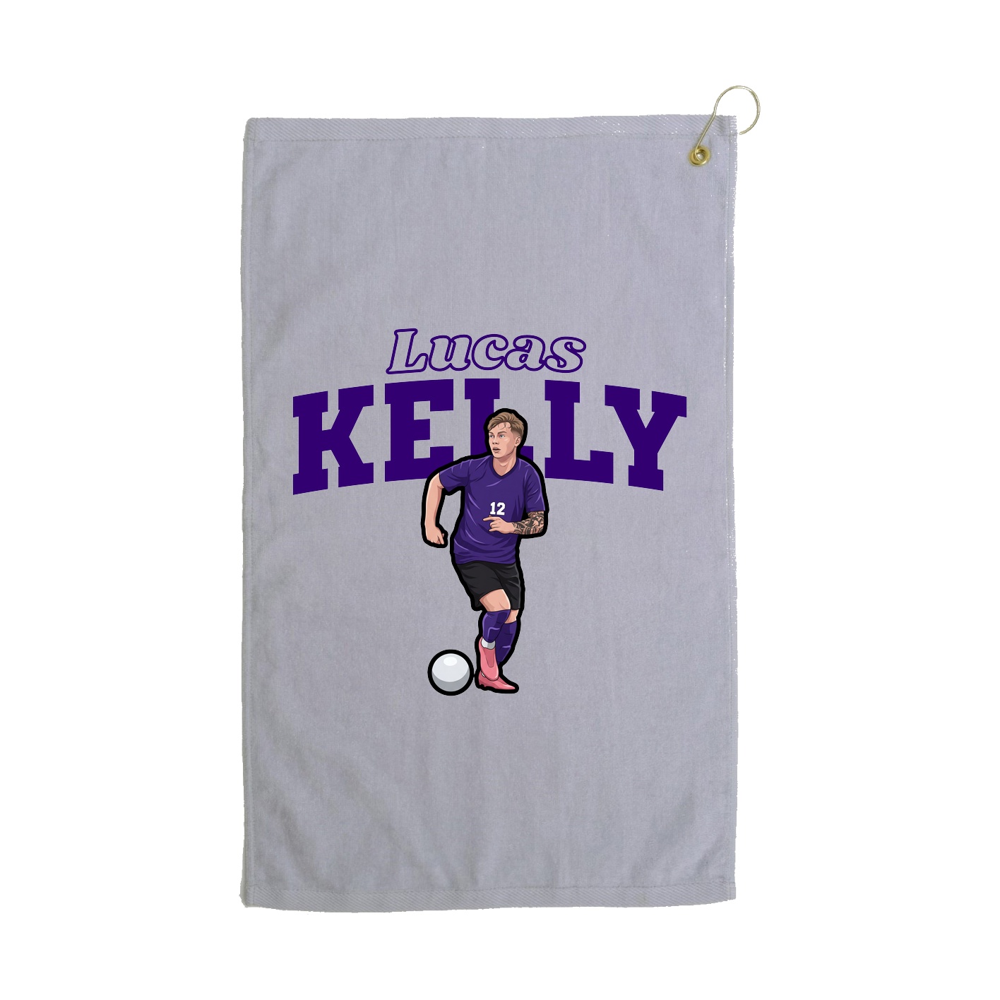 Golf Towel — Name Arch in Grey