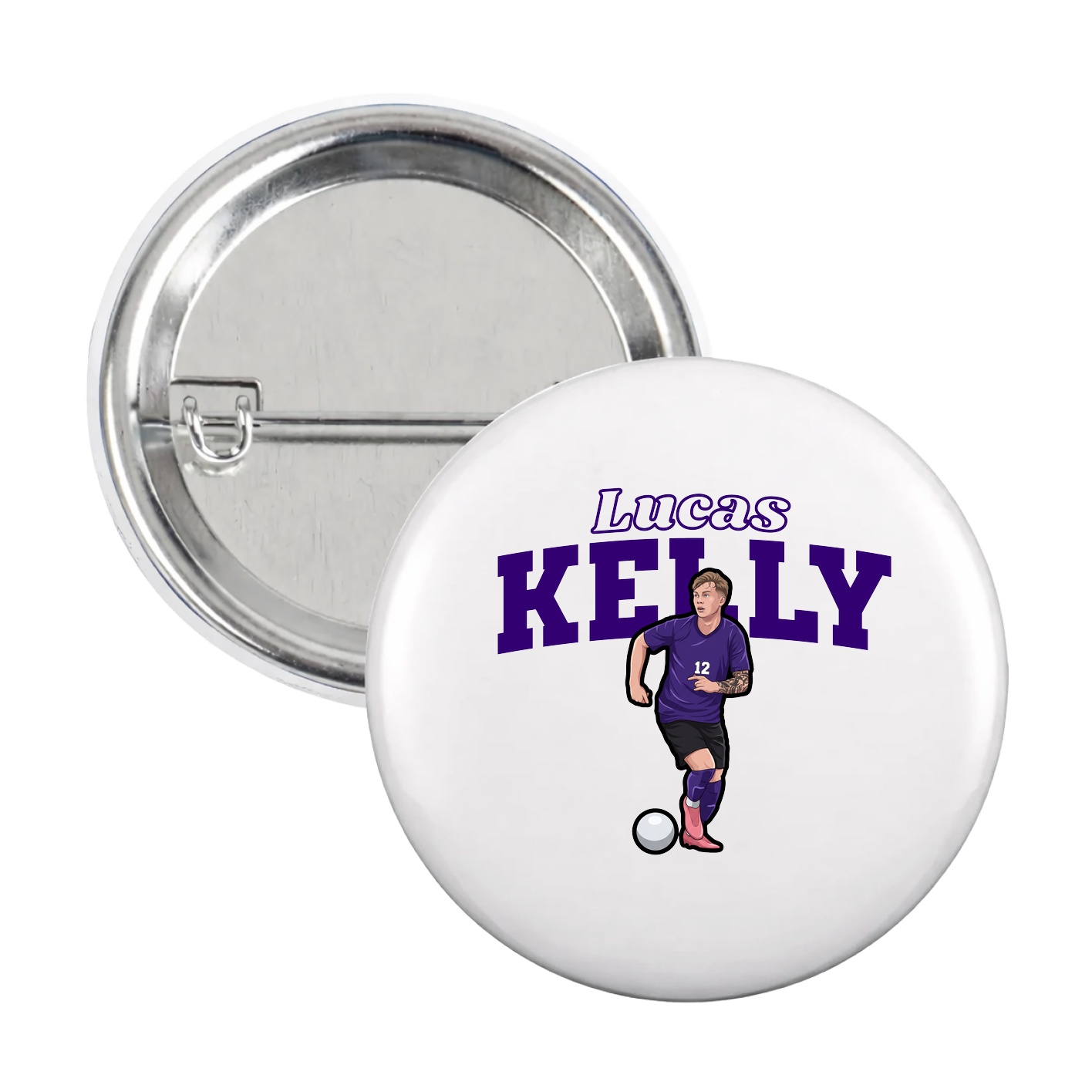 Game Day Button — Name Arch in White