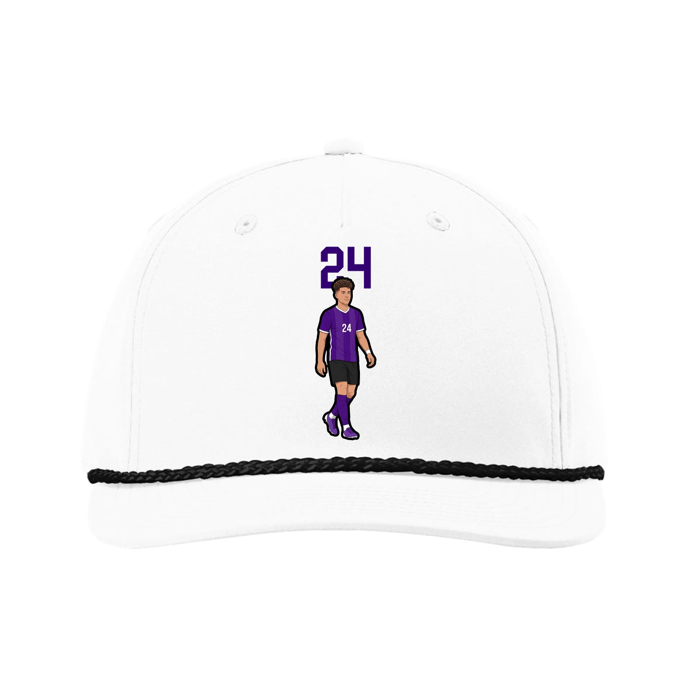Five-Panel Classic Rope Cap — Number Top in White
