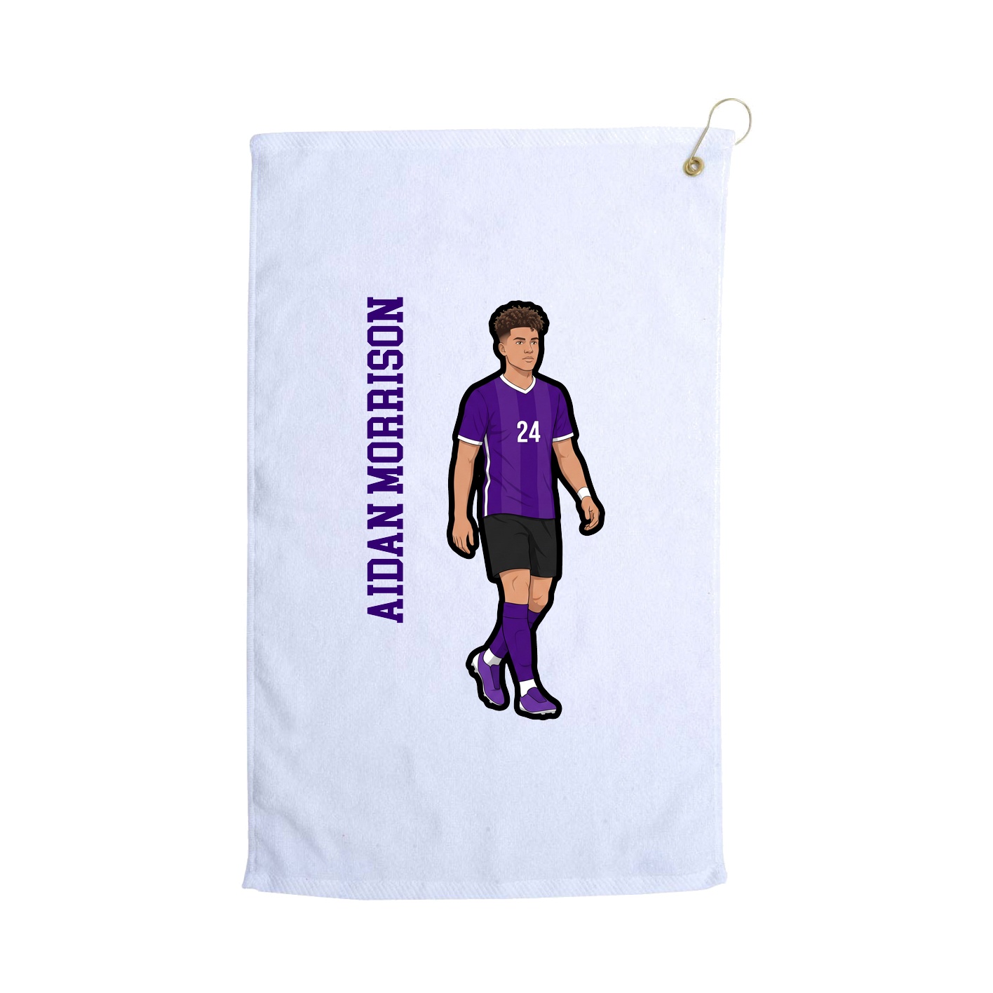 Golf Towel — Name Vertical in White